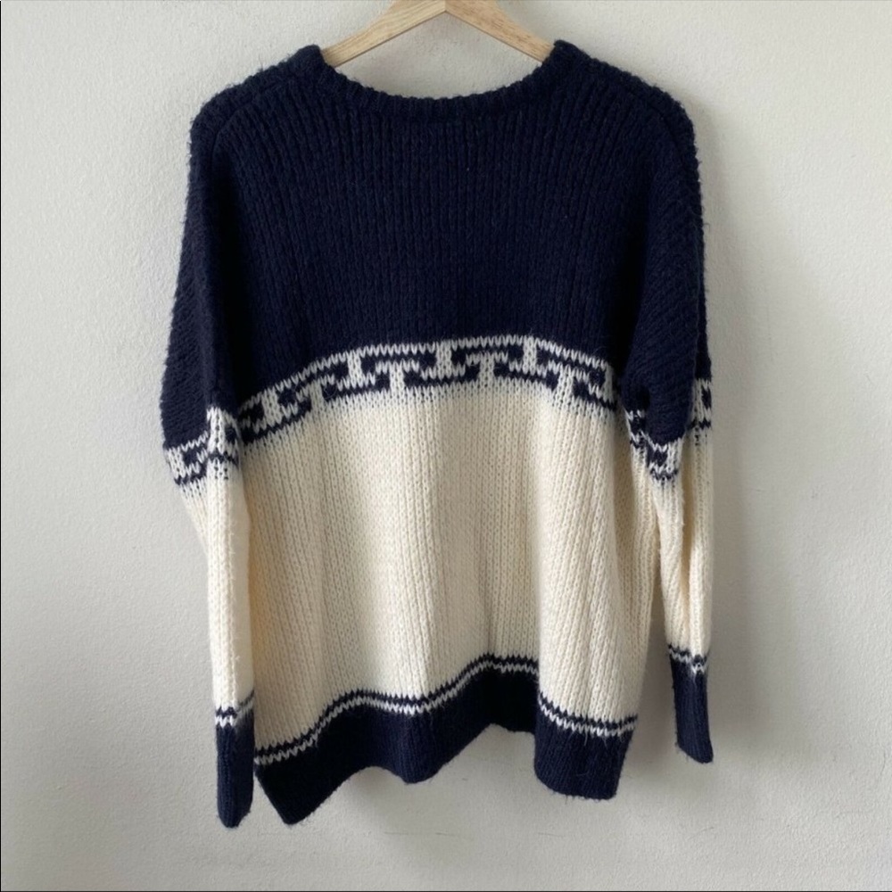 The Great. Blue White Alpaca Blend Nordic Sweater